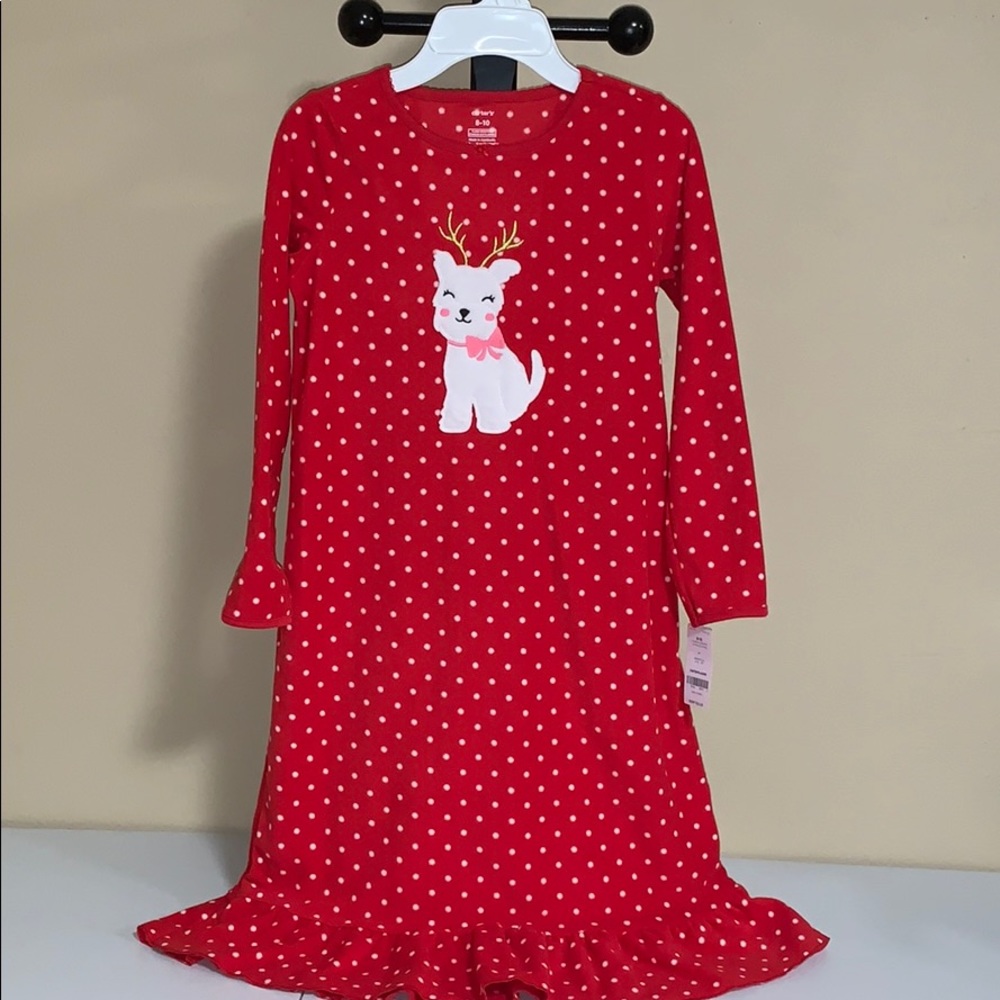 Carter’s Fleece Nightgown polka dots Puppy 8/10